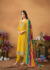 Exquisite Looking Designer Salwar Suit in Yellow Colour
